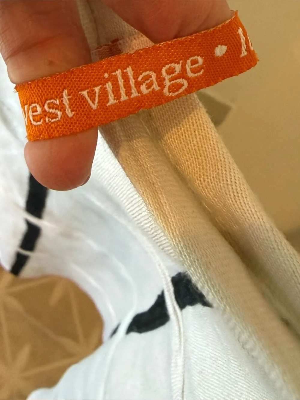 The West Village London. Linen. Classic Ivory A-Line Skirt with Black Stripes.